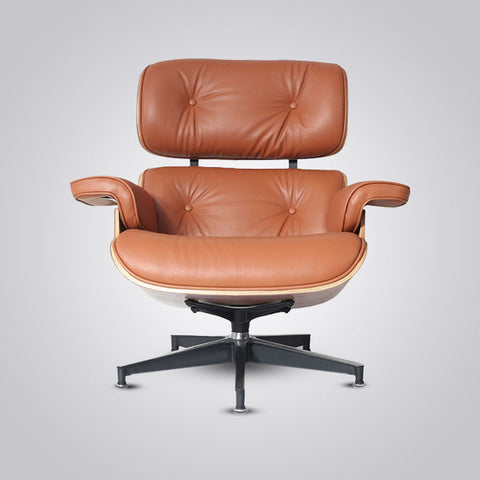 Mid-Century Modern Eames Lounge Chair & Ottoman Walnut Wood - Tan Brown Mid-Century Modern Eames Lounge Chair & Ottoman Walnut Wood - Tan Brown