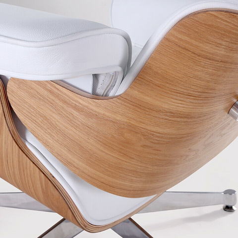 Charles Eames Inspired Lounge Chair & Ottoman - Ash Wood | White Charles Eames Inspired Lounge Chair & Ottoman - Ash Wood | White