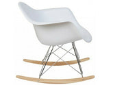 Eames Rocking Chair – Modern White RAR Replica Armchair with Wooden Rockers