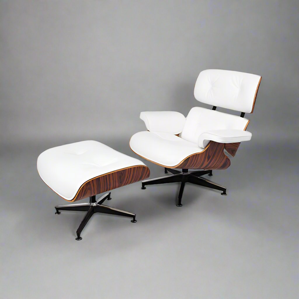 Charles Eames Iconic Lounge Chair & Ottoman - Rose Wood | White