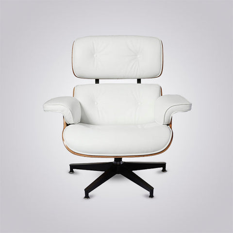Charles Eames Iconic Lounge Chair & Ottoman - Rose Wood | White Charles Eames Iconic Lounge Chair & Ottoman - Rose Wood | White