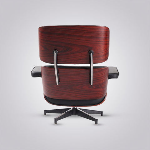 Charles Eames Style Lounge Chair & Ottoman - Dark Rose Wood | Black Charles Eames Style Lounge Chair & Ottoman - Dark Rose Wood | Black