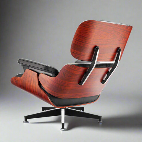 Charles Eames Style Lounge Chair & Ottoman - Dark Rose Wood | Black Charles Eames Style Lounge Chair & Ottoman - Dark Rose Wood | Black