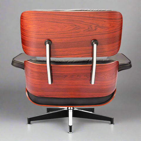 Charles Eames Style Lounge Chair & Ottoman - Dark Rose Wood | Black Charles Eames Style Lounge Chair & Ottoman - Dark Rose Wood | Black