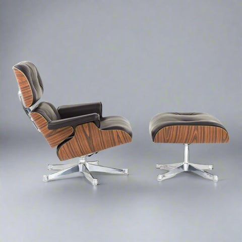 Charles Eames Iconic Lounge Chair & Ottoman - Rose Wood | Tan Brown Charles Eames Iconic Lounge Chair & Ottoman - Rose Wood | Tan Brown