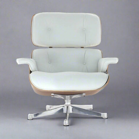 Charles Eames Iconic Lounge Chair & Ottoman - Rose Wood | White Charles Eames Iconic Lounge Chair & Ottoman - Rose Wood | White