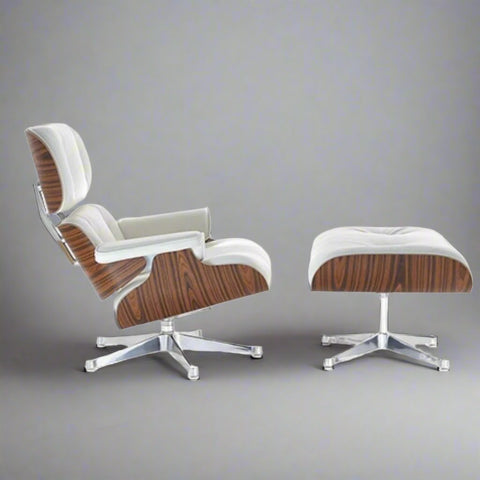 Charles Eames Iconic Lounge Chair & Ottoman - Rose Wood | Tan Brown Charles Eames Iconic Lounge Chair & Ottoman - Rose Wood | Tan Brown