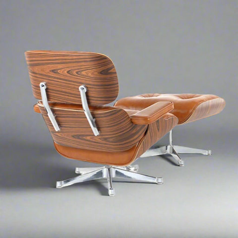 Charles Eames Iconic Lounge Chair & Ottoman - Rose Wood | Tan Brown Charles Eames Iconic Lounge Chair & Ottoman - Rose Wood | Tan Brown