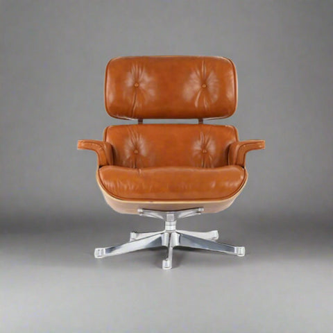 Charles Eames Iconic Lounge Chair & Ottoman - Rose Wood | Tan Brown Charles Eames Iconic Lounge Chair & Ottoman - Rose Wood | Tan Brown