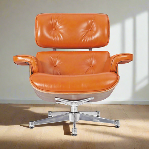 Charles Eames Deluxe Lounge Chair and Ottoman | Camel Brown Waxed Leather | Walnut Wood Charles Eames Deluxe Lounge Chair and Ottoman | Camel Brown Waxed Leather | Walnut Wood