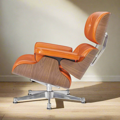 Charles Eames Deluxe Lounge Chair and Ottoman | Camel Brown Waxed Leather | Walnut Wood Charles Eames Deluxe Lounge Chair and Ottoman | Camel Brown Waxed Leather | Walnut Wood