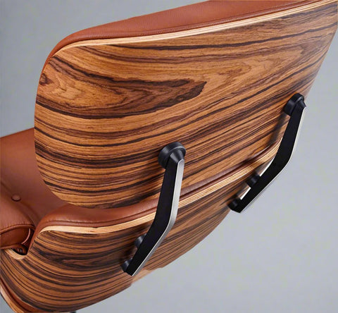 Charles Eames Iconic Lounge Chair & Ottoman - Rose Wood | Tan Brown Charles Eames Iconic Lounge Chair & Ottoman - Rose Wood | Tan Brown