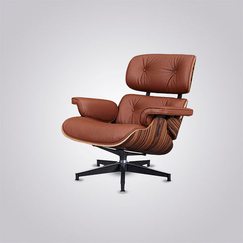 Charles Eames Iconic Lounge Chair & Ottoman - Rose Wood | Tan Brown Charles Eames Iconic Lounge Chair & Ottoman - Rose Wood | Tan Brown