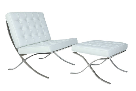 Mies Barcelona Pavilion Chair with Footrest | Cream Mies Barcelona Pavilion Chair with Footrest | Cream