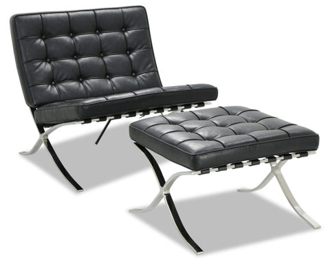 Mies Barcelona Pavilion Chair with Footrest | Chocolate Brown Mies Barcelona Pavilion Chair with Footrest | Chocolate Brown