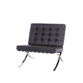 Ensemble fauteuil et repose-pieds Barcelona en cuir noir haut de gamme de Mies van der Rohe - Réplique