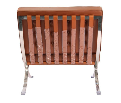 Mies Barcelona Pavilion Chair with Footrest | Tan Brown Mies Barcelona Pavilion Chair with Footrest | Tan Brown