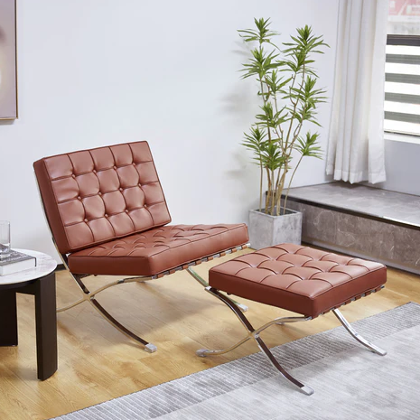 Mies Barcelona Pavilion Chair with Footrest | Black - Premium Barcelona Chairs from Interior Furnishes - Just $645! Shop now at Interior Furnishes Mies Barcelona Pavilion Chair with Footrest | Black - Premium Barcelona Chairs from Interior Furnishes - Just $645! Shop now at Interior Furnishes