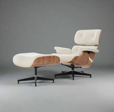 Charles Eames Style Lounge Chair and Ottoman - Walnut Wood | Ivory White