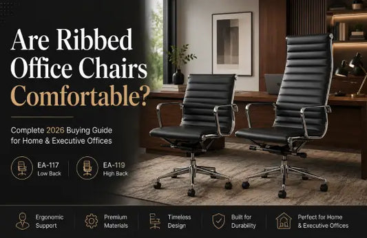 Executive office chair collection featuring ribbed office chairs, high-back executive seating, low-back conference chairs, ergonomic workspace furniture, and premium office seating solutions.