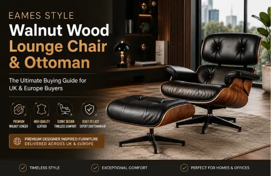 Eames Style Walnut Wood Lounge Chair & Ottoman – Premium Designer Furniture Replica UK and Europe