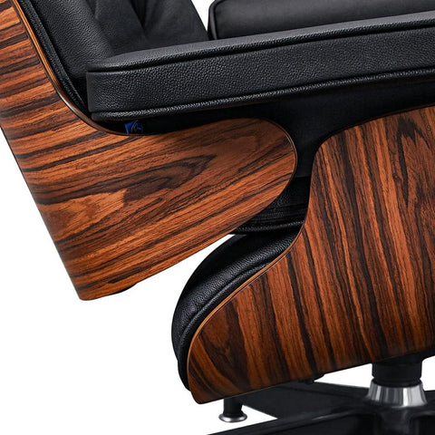 Eames Style XL Version Lounge Chair and Ottoman - Rosewood | Black Leather