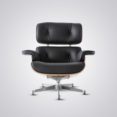 Charles Eames Mid-Century Lounge Chair & Ottoman - Walnut Wood | Chocolate Brown