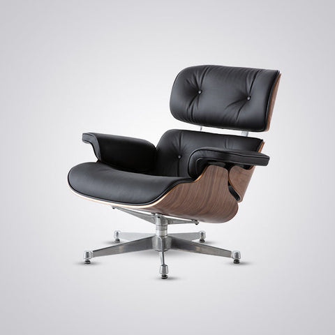 Charles Eames Mid-Century Lounge Chair & Ottoman - Walnut Wood | Chocolate Brown