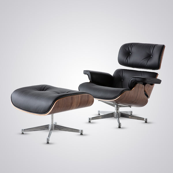 Charles Eames Mid-Century Lounge Chair & Ottoman - Walnut Wood | Chocolate Brown