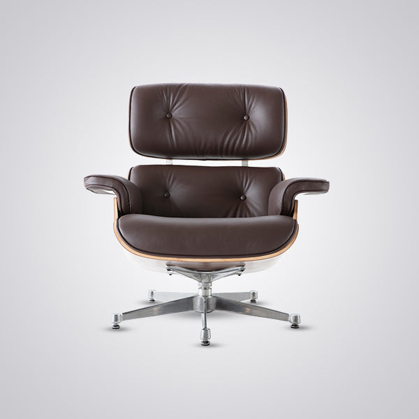 Charles Eames Mid-Century Lounge Chair & Ottoman - Walnut Wood | Chocolate Brown