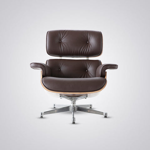 Charles Eames Mid-Century Lounge Chair & Ottoman - Walnut Wood | Chocolate Brown