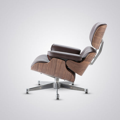 Charles Eames Mid-Century Lounge Chair & Ottoman - Walnut Wood | Chocolate Brown