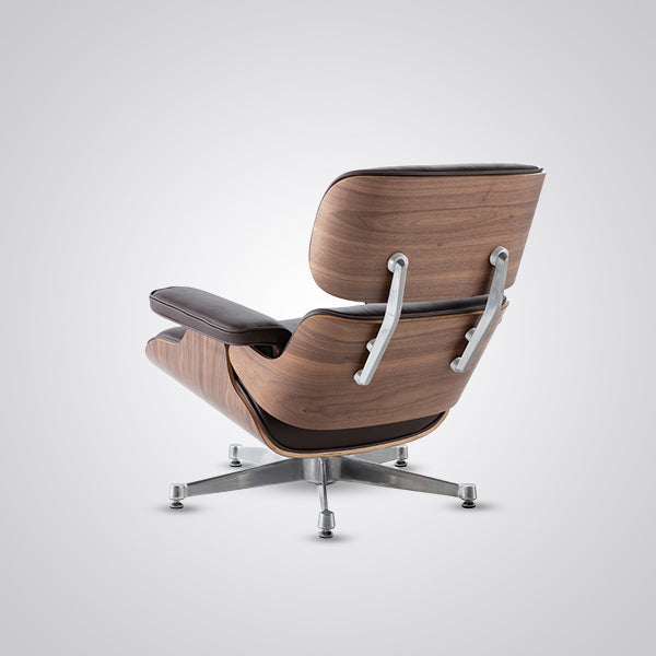 Charles Eames Mid-Century Lounge Chair & Ottoman - Walnut Wood | Chocolate Brown