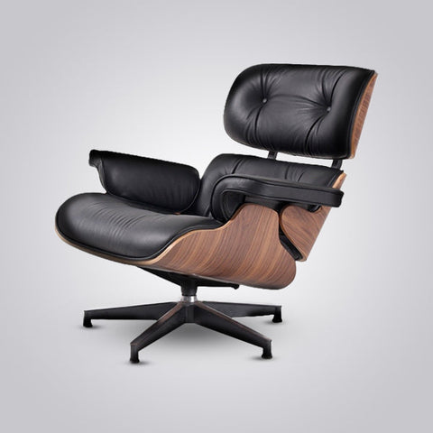 Charles Eames Mid-Century Lounge Chair & Ottoman - Walnut Wood | Chocolate Brown