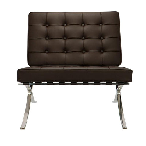 Mies Barcelona Pavilion Chair - Premium Italian Leather | Dark Grey