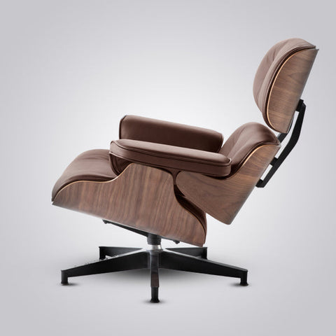 Charles Eames Mid-Century Lounge Chair & Ottoman - Walnut Wood | Chocolate Brown