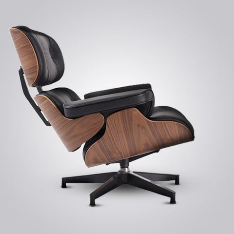 Charles Eames Mid-Century Lounge Chair & Ottoman - Walnut Wood | Chocolate Brown