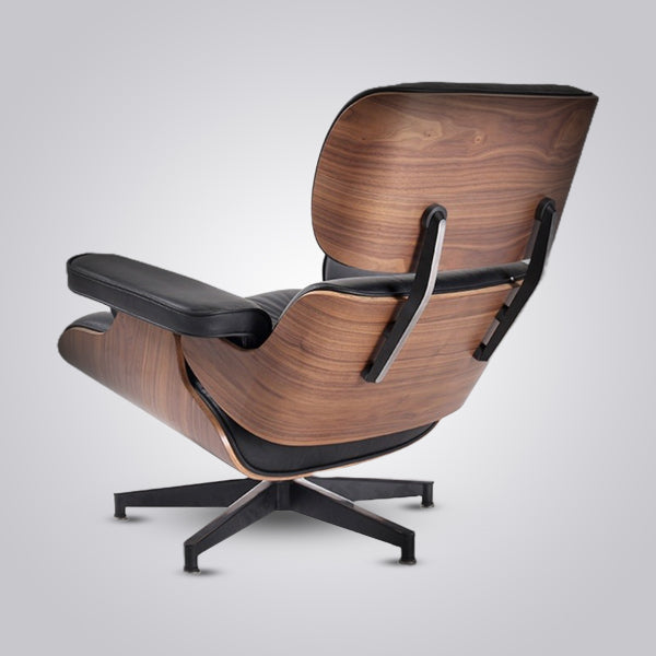“Eames Lounge Chair & Ottoman in White Leather with Walnut Wood Finish – Mid-Century Modern Design”