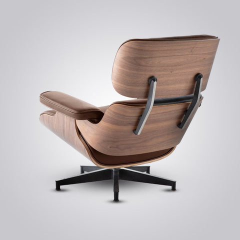 Charles Eames Mid-Century Lounge Chair & Ottoman - Walnut Wood | Chocolate Brown