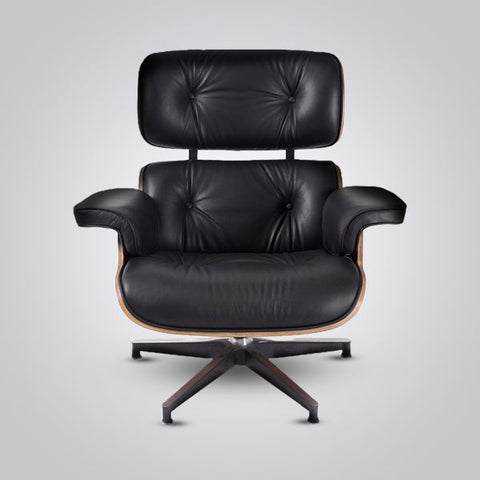Charles Eames Mid-Century Lounge Chair & Ottoman - Walnut Wood | Chocolate Brown