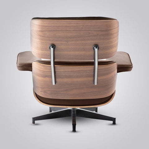 Charles Eames Mid-Century Lounge Chair & Ottoman - Walnut Wood | Chocolate Brown