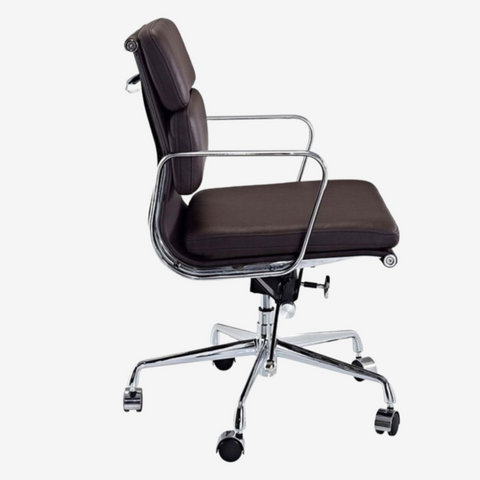 Eames Soft Pad Chair EA 217 - Low Back | Elegant Dark Grey Leather