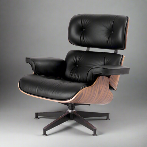 Eames Style XL Version Lounge Chair and Ottoman - Rosewood | Black Leather