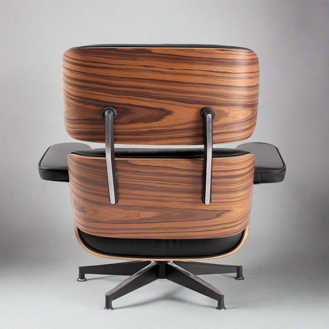 Eames Style XL Version Lounge Chair and Ottoman - Rosewood | Black Leather