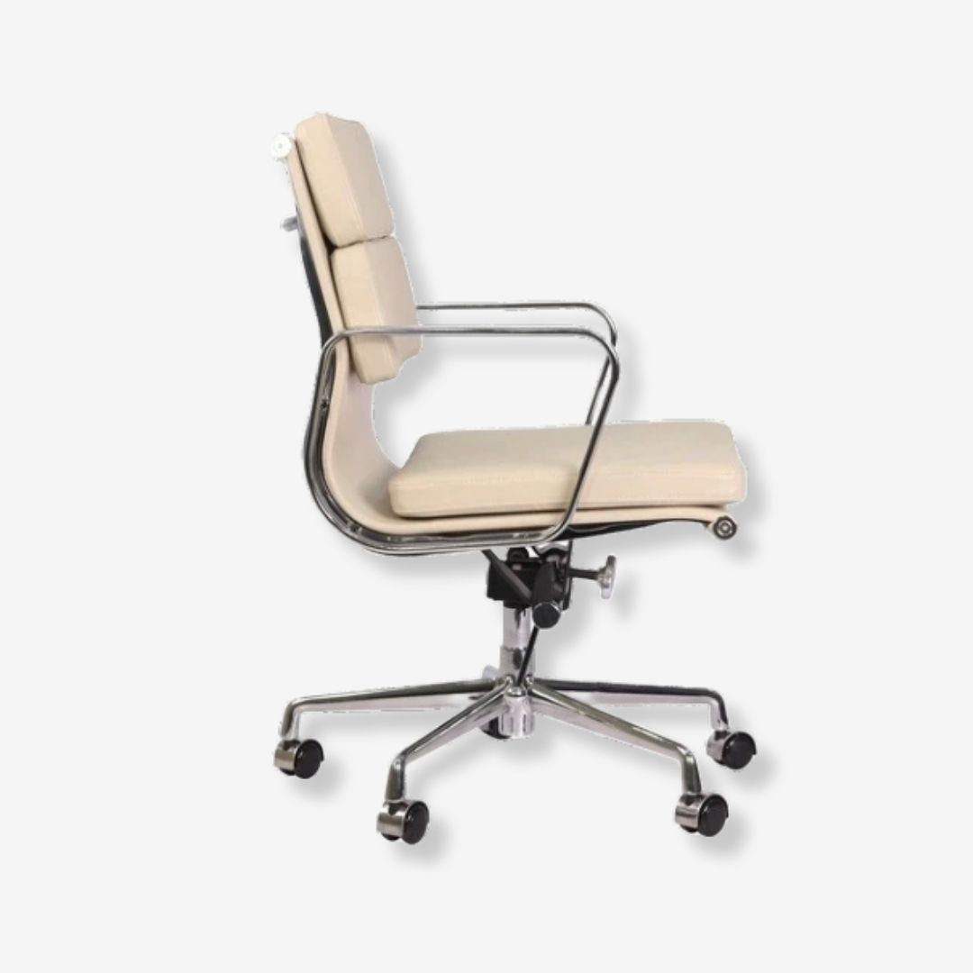 Eames Soft Pad Chair EA 217 - Low Back | Elegant Dark Grey Leather