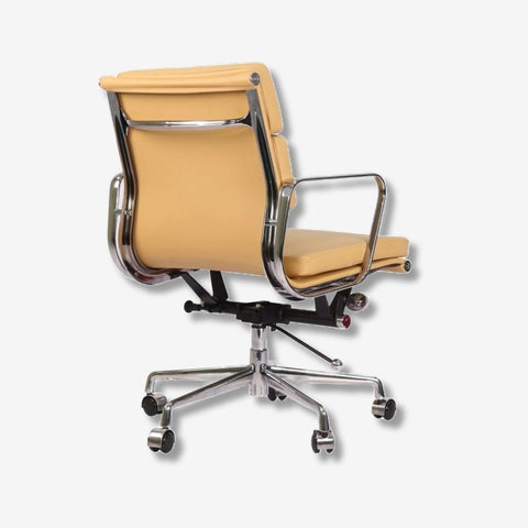 Eames Stylish Soft Pad Office Chair EA 217 - Low Back | Camel Leather