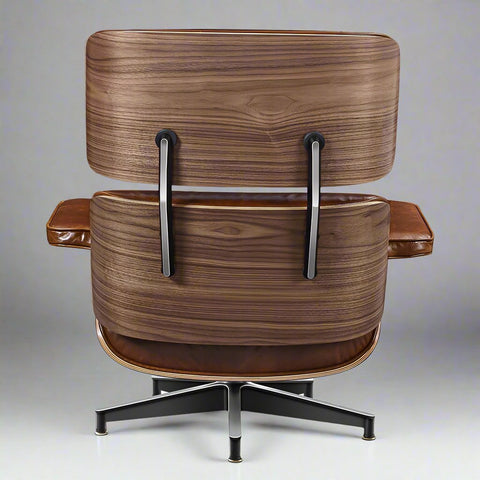 Eames Style Premium XL Lounge Chair and Ottoman - Walnut Wood | Waxed Vintage Tan