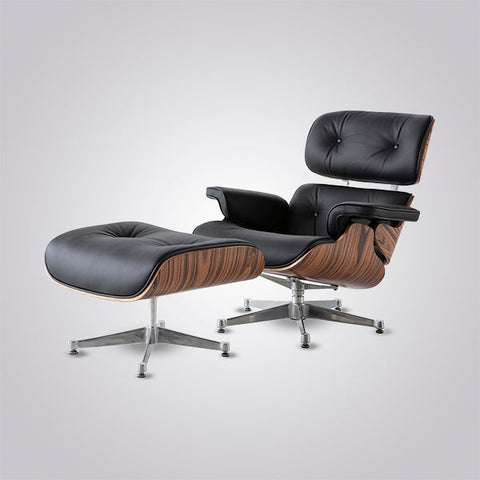 Charles Eames Iconic Lounge Chair & Ottoman - Rose Wood | White