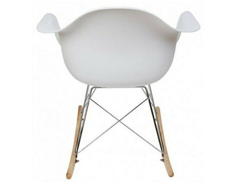 Eames Rocking Chair – Modern White RAR Replica Armchair with Wooden Rockers
