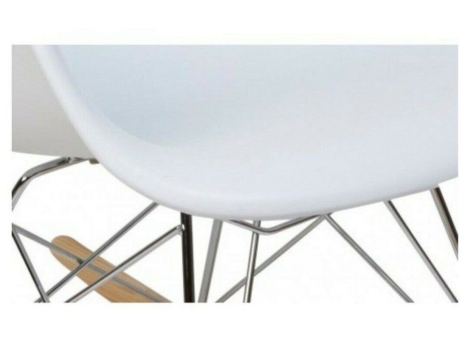 Eames Rocking Chair – Modern White RAR Replica Armchair with Wooden Rockers